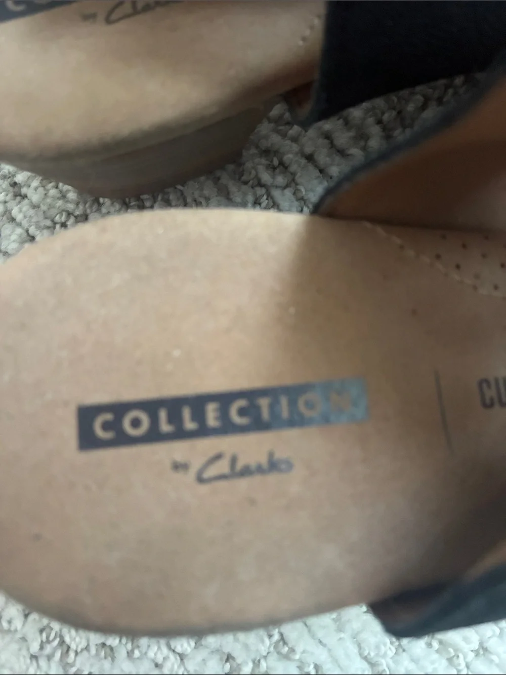 Clarks Black Cutout Slingback Wedge Sandals
